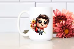 Baby Ladybug Flower Bouquet | Sublimation Clipart Product Image 2