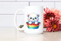 Sitting Polar Bear in Colorful Bucket Clipart Product Image 2
