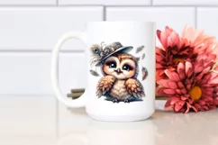 Owl Vintage Diva Portrait | Watercolor Art Product Image 2