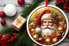 Round Christmas Ornament Sublimation|Clipart Product Image 2