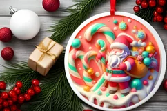 Round Christmas Ornament Sublimation|Clipart Product Image 2