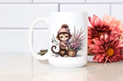 Detailed Whimsical Baby Monkey Heather Clipart Product Image 2