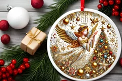 Round Christmas Ornament Sublimation|Clipart Product Image 1