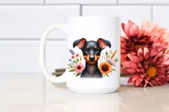 Funny Baby Lateral Doberman Pinscher Watercolor Clipart Product Image 2