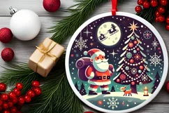 Round Christmas Ornament Sublimation|Clipart Product Image 1