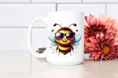 Funny Bee Portrait Watercolor Clipart Product Image 2
