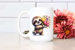 Goofy Sloth Flower Bouquet | Sublimation Clipart Product Image 2