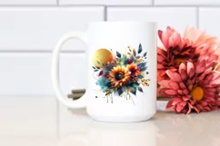 Abstract Vibrant Bouquet Gold Foil Sunflower Sticker Clipart Product Image 2