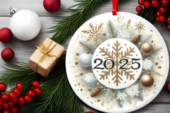 Round Christmas Ornament Sublimation|Clipart Product Image 2