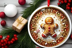 Round Christmas Ornament Sublimation|Clipart Product Image 1
