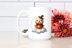 Cute Baby Walrus on Cloud Retro PNG Product Image 2