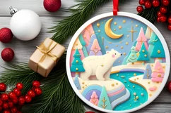Round Christmas Ornament Sublimation|Clipart Product Image 2