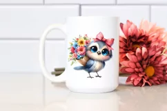 Watercolor Bird Big Eyes Clipart Product Image 2