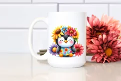 Cute Baby Penguin Dressed, Smiling Sun Flowers Product Image 2