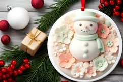 Christmas Round Snow Man Ornament Sublimation Product Image 1