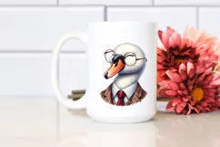Funny Swan in Suit Watercolor Clipart Product Image 2