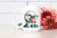 Funny Swan in Suit Watercolor Clipart Product Image 2