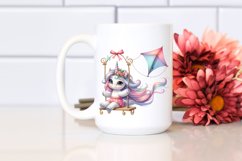 Cute Baby Unicorn Playing on Swing | Clipart Product Image 2