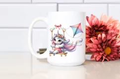 Cute Baby Unicorn Playing on Swing | Clipart Product Image 2