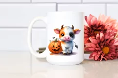 Vibrant Baby Cow Halloween Scene | Clipart Product Image 2