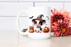 Vibrant Baby Cow Halloween Scene | Clipart Product Image 2