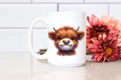 Expressive Highland Cow Watercolor, PNG Product Image 2