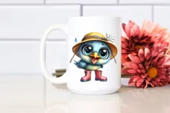 Watercolor Baby Bird with Big Eyes and Sun Hat Product Image 2