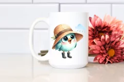 Watercolor Baby Bird with Big Eyes and Sun Hat Product Image 2