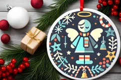 Round Christmas Ornament Sublimation|Clipart Product Image 1
