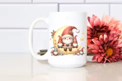 Santa with Gnomes on Moon PNG Product Image 2