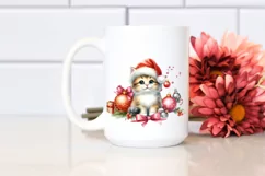 Cute Cat with Christmas Decorations, PNG Product Image 2