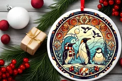 Round Christmas Ornament Sublimation|Clipart Product Image 1