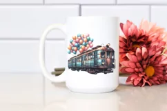 Vintage Subway Train Balloons Clipart Product Image 2