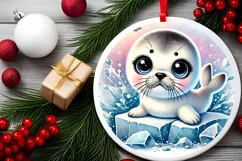 Round Christmas Ornament Sublimation|Clipart Product Image 2