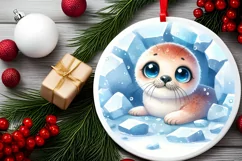 Round Christmas Ornament Sublimation|Clipart Product Image 2