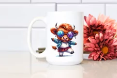 Funny Baby Highland Cow Dancing PNG Product Image 2