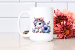 Baby Unicorn with Petunia in the Style of | Clipart Product Image 2