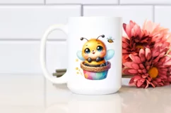 Colorful Baby Bee Watercolor Clipart Title Product Image 2