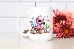 Baby Flamingo on Beach Chair Excited Product Image 2