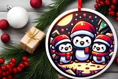 Round Christmas Ornament Sublimation|Clipart Product Image 2