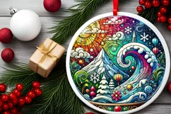 Round Christmas Ornament Sublimation|Clipart Product Image 1