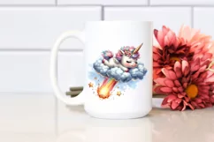 Cute Baby Unicorn Diving from Meteor | Clipart Product Image 2
