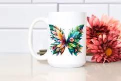 Abstract Butterfly with 3D Looking Flowers PNG Product Image 2