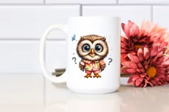 Funny Cute Owl Holding Pizza Slice Clipart Product Image 57