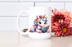Cute Baby Unicorn Reading Clipart Product Image 2