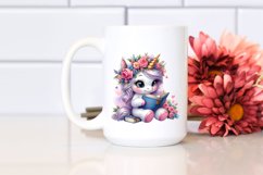 Baby Unicorn Reading Clipart Product Image 2