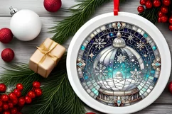 Round Christmas Ornament Sublimation|Clipart Product Image 1