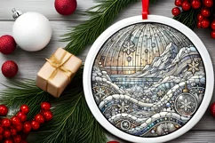 Round Christmas Ornament Sublimation|Clipart Product Image 1