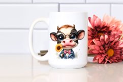 Watercolor Baby Cow with es and Phishing Road Product Image 2