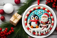 Round Christmas Ornament Sublimation|Clipart Product Image 1